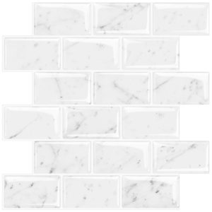 white marble Peel and Stick Mosaic Tile