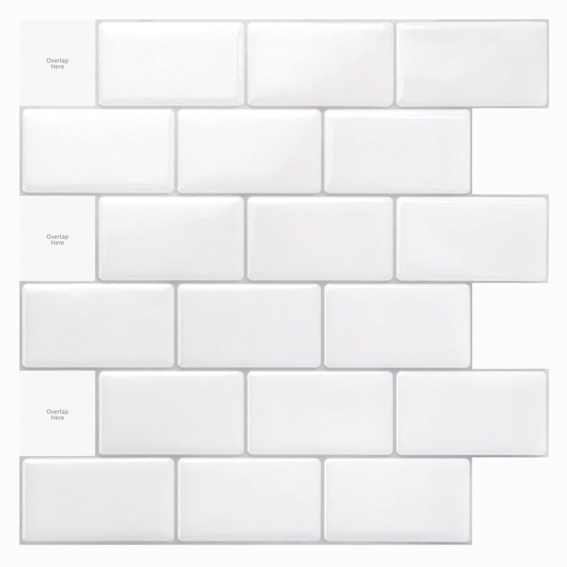 Vinyl White Subway Mosaic Tile Stickers