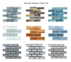 Beveled Subway Glass Tile For Kitchen