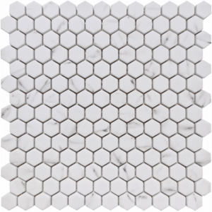 Hexagon White Mosaic Glass Tile