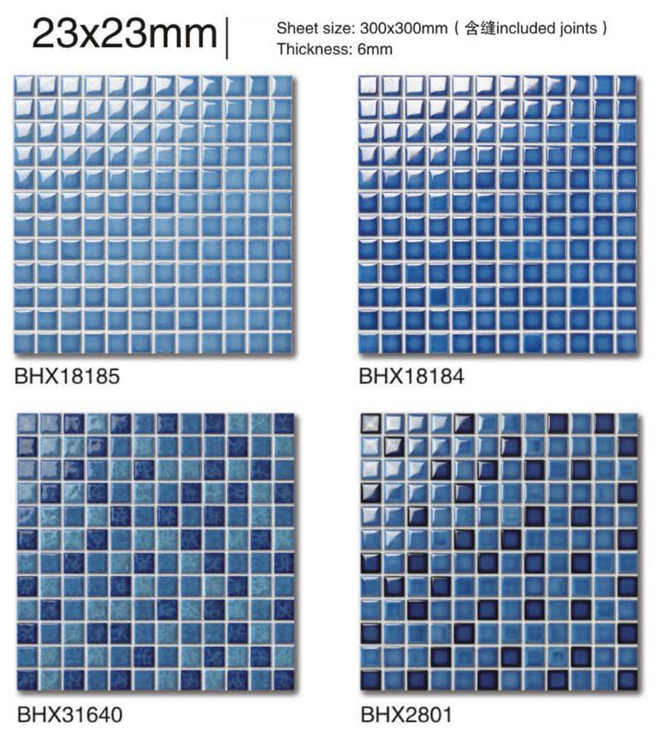 blue pool mosaic tiles