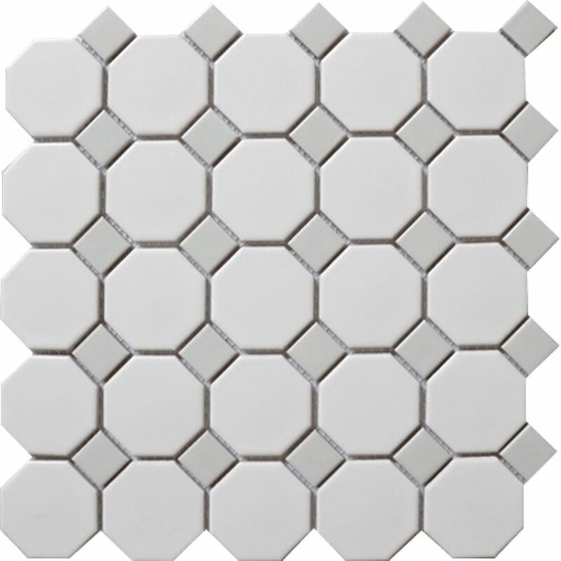 Porcelain Octagon And Dot Mosaic Tile