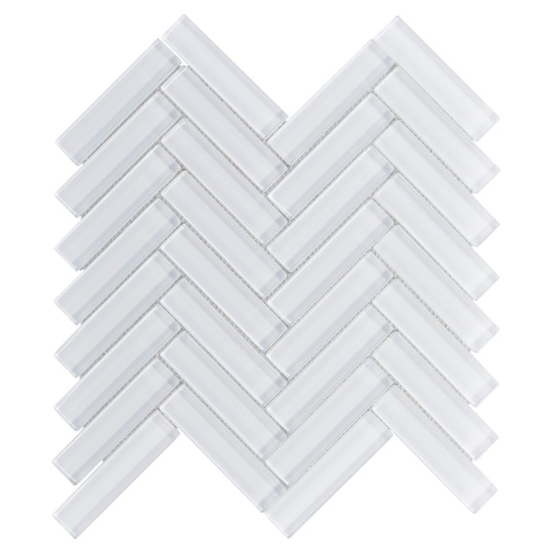 Herringbone White Glass Mosaic