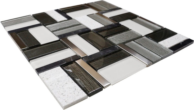 Glass Mix Marble Quartz Stainless Steel Tile