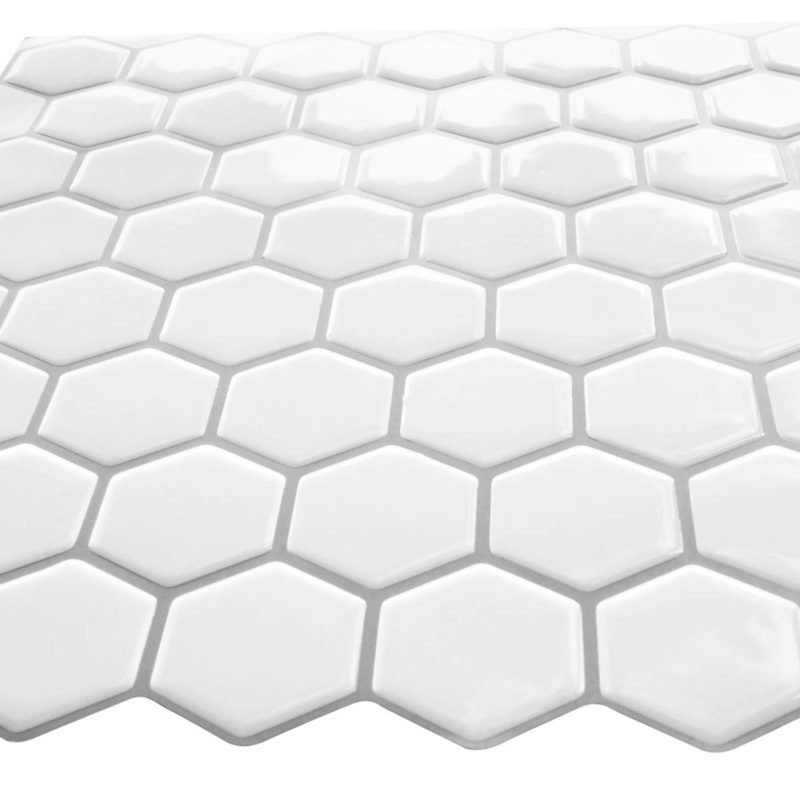 Hexagon White Vinyl Self Adhesive Tile