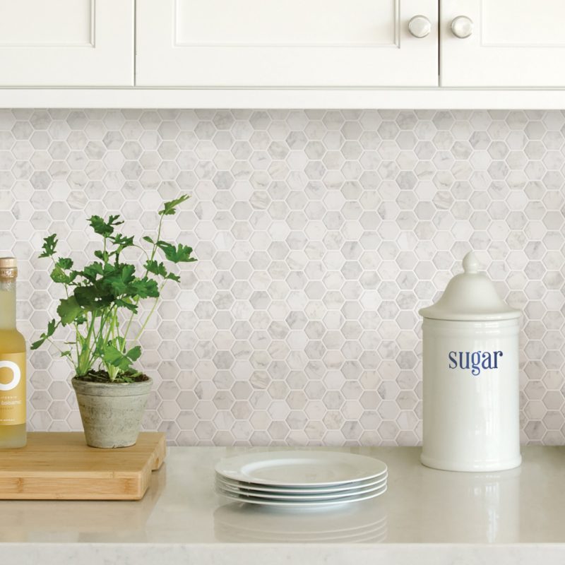 Plastic Hexagon Peel & Stick Backsplash