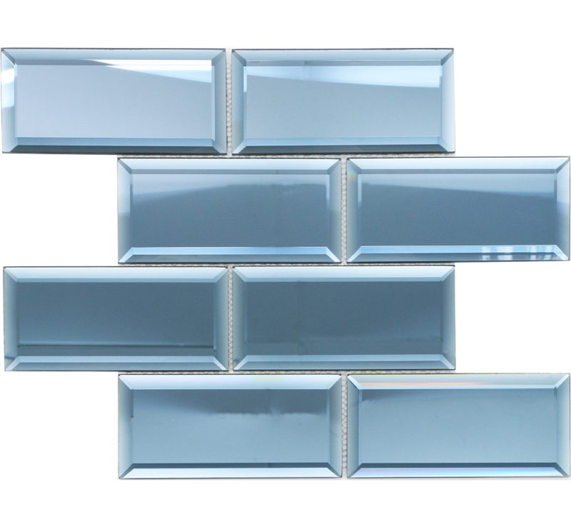 Beveled Blue Crystal Glass Mosaic Tile