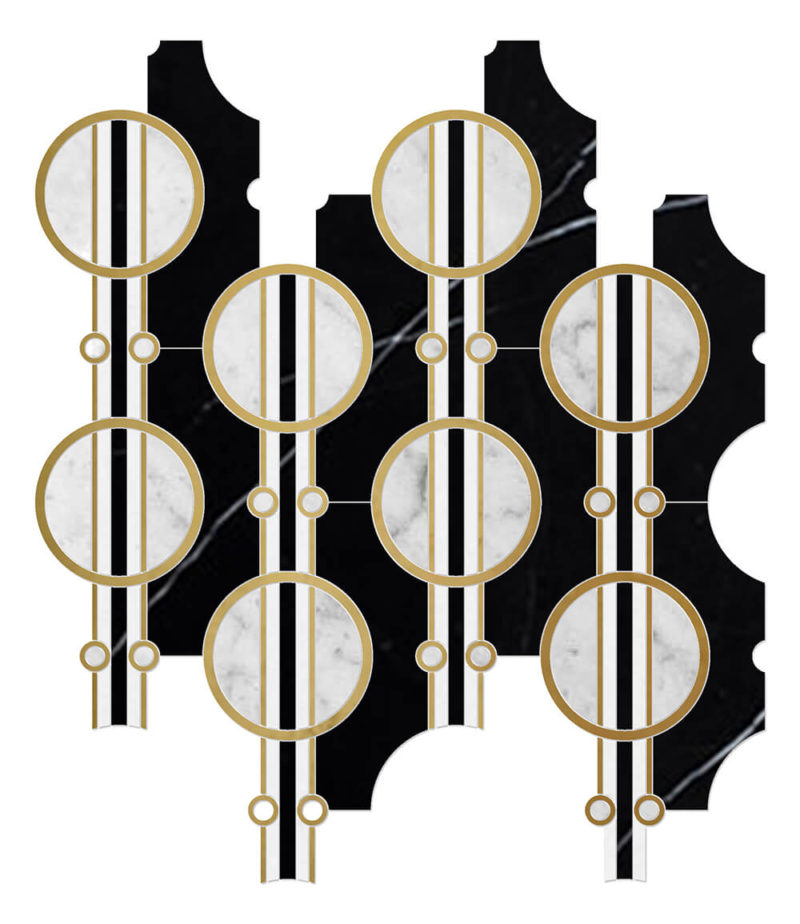 Marble Stone Mosaic Tiles with Brass