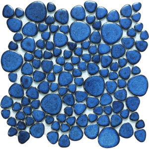 Glazed Porcelain Pebbles Blue Random Pool Mosaic