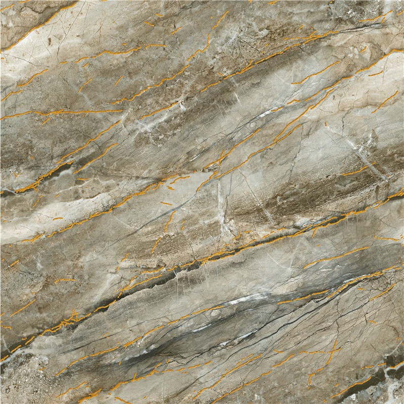 Marble Look Porcelain Tile with Gold Line