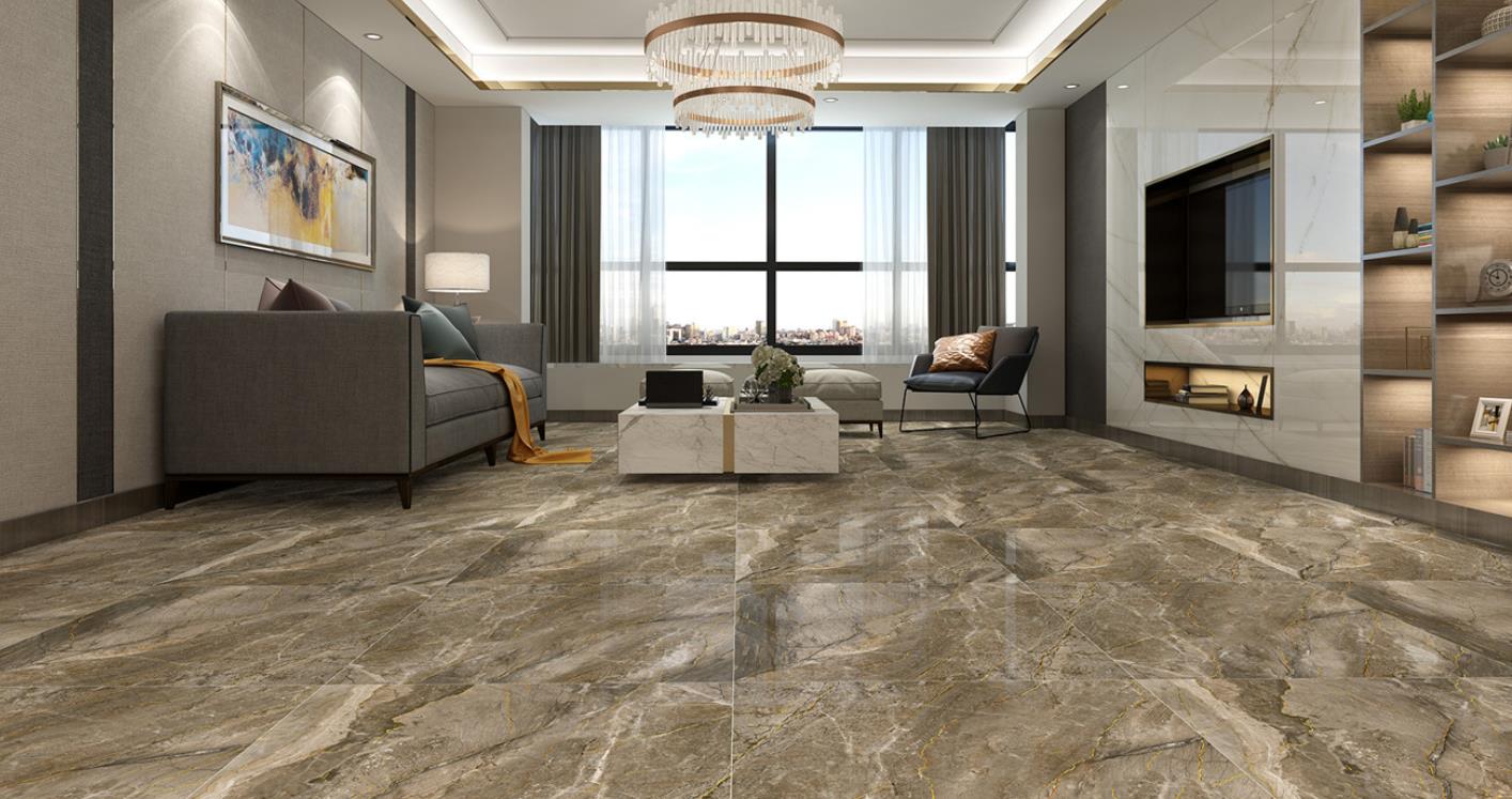 Marble Look Porcelain Tile with Gold Line