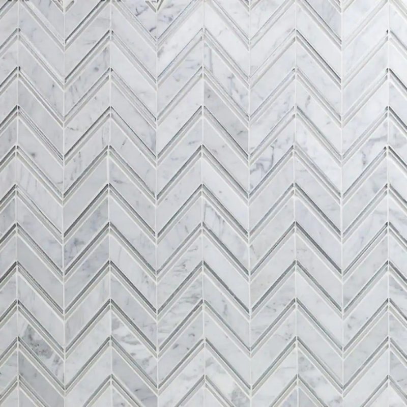 Herringbone Polished Marble Mosaic Tile