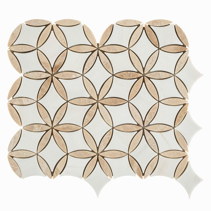 Royal White and Brass Mosaic Tile